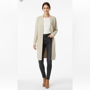Only Long Light Beige Knit Open-Front Cardigan